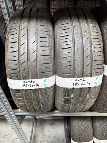 185-60-14 Kumho Zomerbanden 6mm Incl Montage 185 60 14, Auto-onderdelen, Banden en Velgen, Ophalen, 14 inch, Gebruikt, 185 mm
