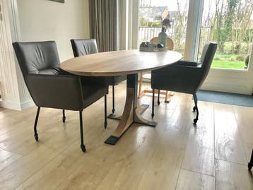 220x110cm - 240x120cm - 300x120cm Model Frjemd ovaale tafels, 100 tot 150 cm, Vijf personen of meer, Eikenhout, Ovaal