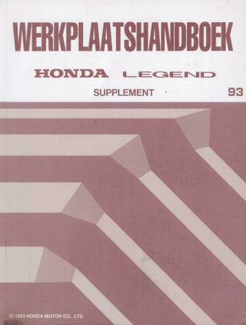 1993 Honda Legend Werkplaatshandboek Supplement, Verzenden