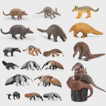 Realistische Dierenfiguren: Miereneter, Tapir, Schuifdiertje