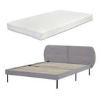Gestoffeerd bed Porvoo met bedbodem en matras 140x200 cm gri, Huis en Inrichting, Slaapkamer | Bedden, Verzenden, Nieuw