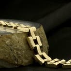 Gouden bismarck schakelarmband, Sieraden, Tassen en Uiterlijk, Armbanden, Ophalen of Verzenden, Gebruikt, Overige kleuren, Goud