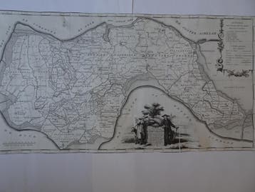 ravure plattegrond Zuid Beveland Hattinga Tirion 1753, Antiek en Kunst, Kunst | Etsen en Gravures, Verzenden, Cartografie, Gravure
