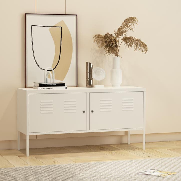 Commode Pyhtää 118x40x60 cm staal wi mat [en.casa], Huis en Inrichting, Kasten | Dressoirs, Verzenden