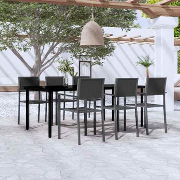 vidaXL 7-delige Tuinset zwart, Verzenden, Nieuw, Tuinset, 6 zitplaatsen