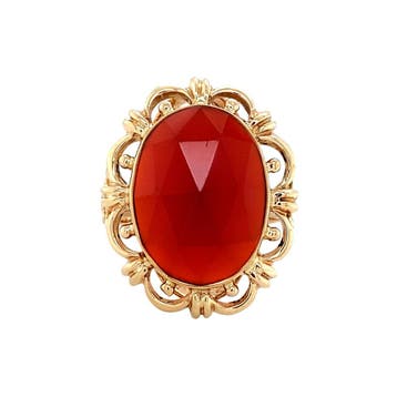 Gouden ring met carneool 14 krt, Sieraden, Tassen en Uiterlijk, Ringen, Ophalen of Verzenden, Nieuw