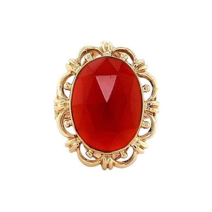 Gouden ring met carneool 14 krt, Sieraden, Tassen en Uiterlijk, Ringen, Ophalen of Verzenden
