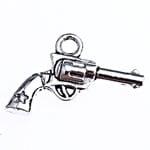 4 x Metalen bedeltje revolver 22 x 14 mm – oogje 2 mm –, Hobby en Vrije tijd, Kralen en Sieraden maken, Bedel, Nieuw, Ophalen of Verzenden