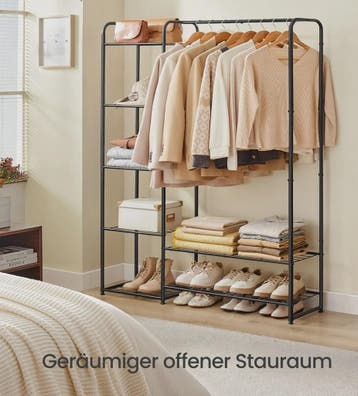 Open Kledingrek met Planken - Metaal - 29x112x158.4 cm - Zwa, Verzenden, Nieuw