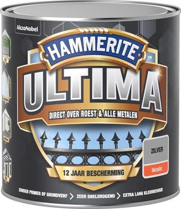 Hammerite Ultima Metaallak Metallics Zilver 250 ml, Ophalen of Verzenden, Nieuw