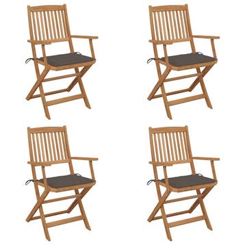 vidaXL Set van 4 klapstoelen met kussens, gemaakt van, Verzenden, Nieuw, Hout