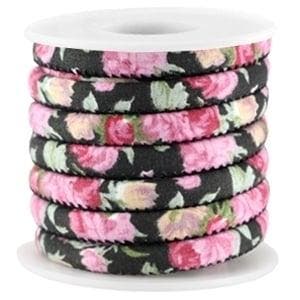 20 cm Trendy gestikt koord 6x4mm Vintage black - rose, Ophalen of Verzenden, Nieuw, Draad
