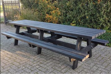 Rockwood® Picknicktafel Vlier - Zwaar Kunststof - Ural Black, Ophalen of Verzenden, Nieuw, Rechthoekig, Hout