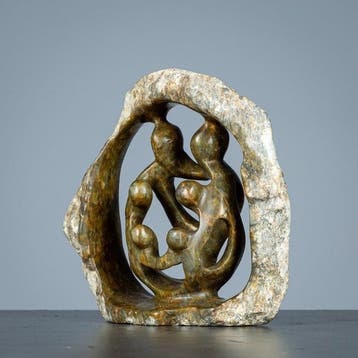 Beeld, Familiebeeld van zes personen - 130 mm - Serpetine