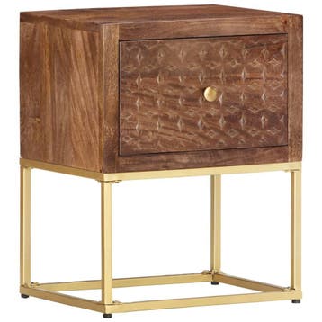 vidaXL Nachtkastje 40x30x50 cm massief mangohout, Minder dan 45 cm, Verzenden, Nieuw, Minder dan 55 cm