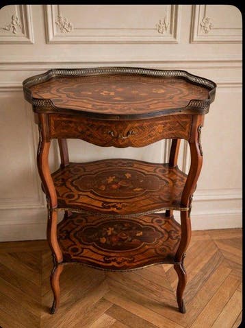 Middentafel - Hout, inlegwerk - inleg-étagère