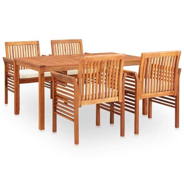 vidaXL 5-delige Tuinset met kussens massief acaciahout, Verzenden, Nieuw, Hout, Tuinset