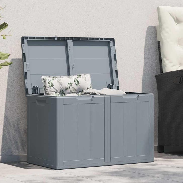 vidaXL Tuinbox 180 L PP houtlook grijs, Tuin en Terras, Overige Tuin en Terras, Nieuw, Verzenden