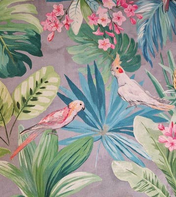 Exclusieve bohemien stof met junglepapegaaien. - Textiel -