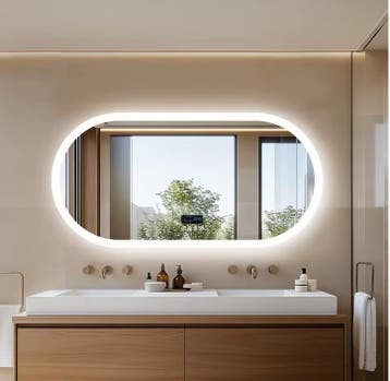 Ovale LED Badkamerspiegel –Bluetooth, Display en Anticondens, Verzenden, Nieuw