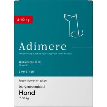 Adimere tegen vlooien en teken - hond (2-10 kg) - 6 pipetten, Verzenden, Nieuw