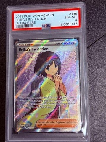 Pokémon - 1 Graded card - Erika 196/165 Foil, Full art - PSA, Nieuw