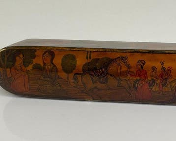Qajar-papier-maché lakpenkoker (Qalamdan) – met de hand