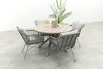 GI Linares/Edison ronde dining tuinset Ø122 cm. - Taupe, Tuin en Terras, Verzenden, Nieuw, Wicker, Tuinset