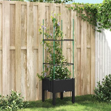 vidaXL Plantenbak met latwerk 40x40x142,5 cm polypropeen, Tuin en Terras, Bloembakken en Plantenbakken, Verzenden