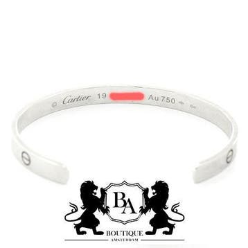 Cartier LOVE Armband Open Cuff 18 Karaat Witgoud Maat 19, Ophalen of Verzenden, Gebruikt, Goud, Goud