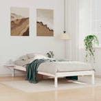 vidaXL Bedframe met Zijtafels Wit 90 x 220 cm Massief, Verzenden, Nieuw, Wit, Hout