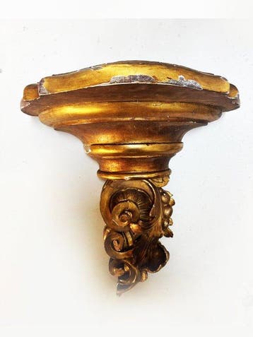 Wandtafel - Walnoot, Verguld hout - Consolle Antica