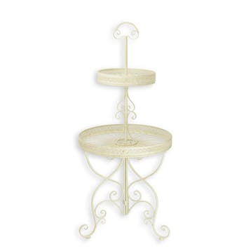 A 2-TIER ROUND IRON ETAGÈRE - WHITE (Beeldjes - Decoratie), Verzenden, Nieuw