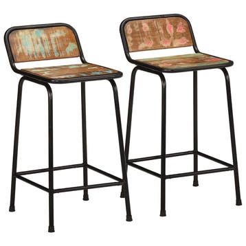vidaXL Barkrukken 2 st 46x35,5x80 cm massief gerecycled hout, Verzenden, Nieuw