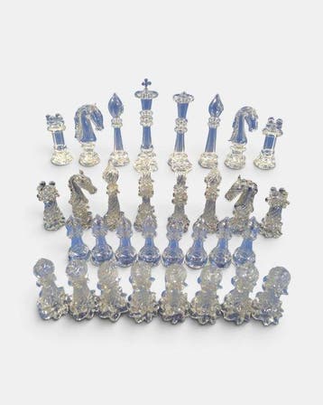 Jeu déchecs en cristal de Boheme en coffret dorigine, Antiek en Kunst
