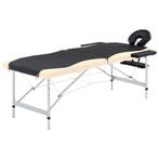 vidaXL Massagetafel inklapbaar 2 zones aluminium zwart en, Sport en Fitness, Massageproducten, Verzenden, Nieuw