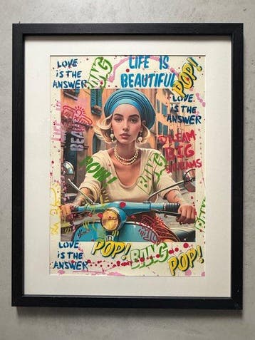 Koen Betjes (1992) - Vespa Girl meets POP (handfinished, Antiek en Kunst