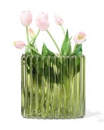 HEMA Vaas 8x20cm glas ovaal groen van €12.99 voor €6.49 sale, Verzenden, Nieuw, Groen