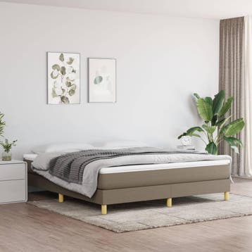 vidaXL Boxspring bed stof taupe 160x200 cm, Verzenden, 200 cm, Stof, 160 cm