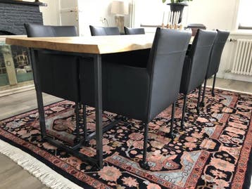 Set van 6 zwarte leren kuipstoelen voor in de keuken et, Huis en Inrichting, Stoelen, Ophalen of Verzenden, Nieuw, Leer