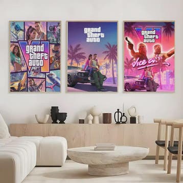 Grand Theft Auto GTA 6 Game Poster - Zelfklevend, Waterdicht, Verzenden, Nieuw