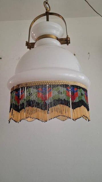 Plafondlamp - opaline glas, Koper