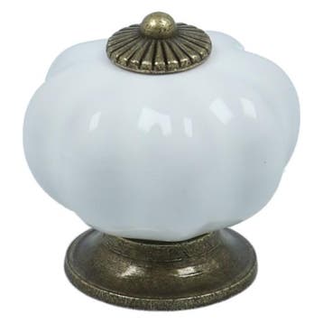 Meubelknop pompoen 38 mm porselein wit, Verzenden, Nieuw
