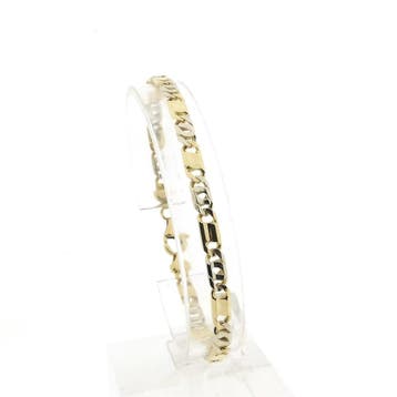 Bicolor gouden figaro schakelarmband, Ophalen of Verzenden, Gebruikt, Overige kleuren, Goud