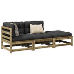 vidaXL 3-delige Loungeset met kussens geïmpregneerd, Tuin en Terras, Tuinsets en Loungesets, Verzenden, Nieuw, Loungeset
