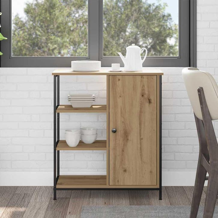 vidaXL Dressoir Artisan Eiken 70 x 30 x 80 cm, Huis en Inrichting, Kasten | Dressoirs, Nieuw, Minder dan 50 cm, Overige houtsoorten