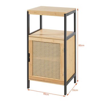 Badkamerkast Tervola 80x40x35 cm zwart naturel rotan look [e, Verzenden, Nieuw