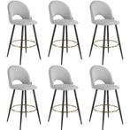 Barkruk Sachel met rugleuning, fluweellook - lichtgrijs / zw, Verzenden, Nieuw