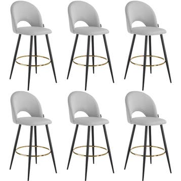 Barkruk Sachel met rugleuning, fluweellook - lichtgrijs / zw, Huis en Inrichting, Barkrukken, Verzenden, Nieuw