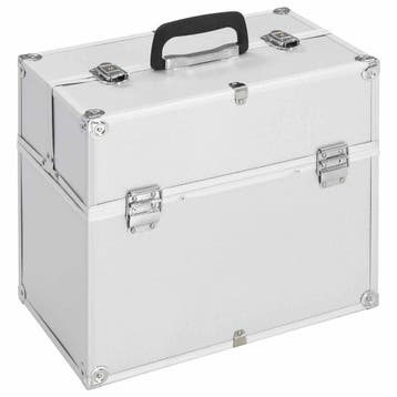 vidaXL Make-up koffer 38x23x34 cm aluminium zilverkleurig, Verzenden, Nieuw, Zilver